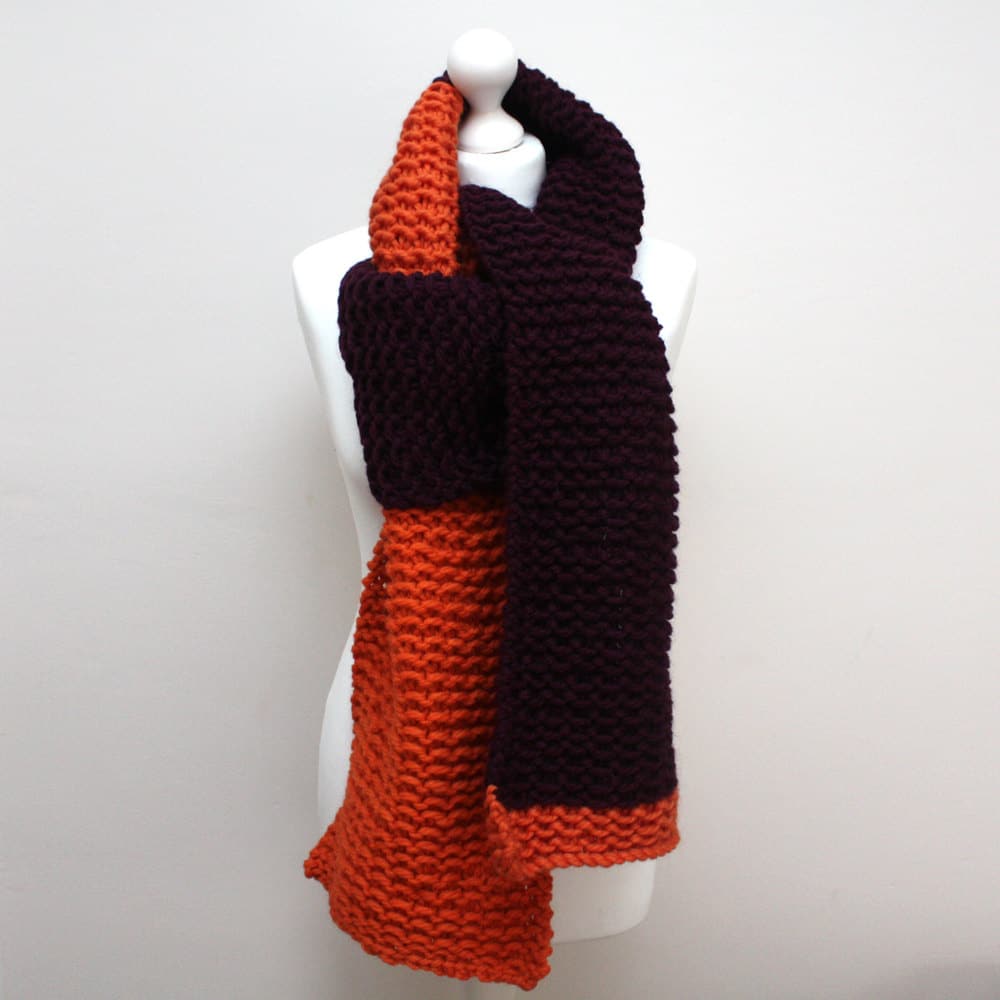 Orange and Purple Chunky Knit Scarf Urbanknit