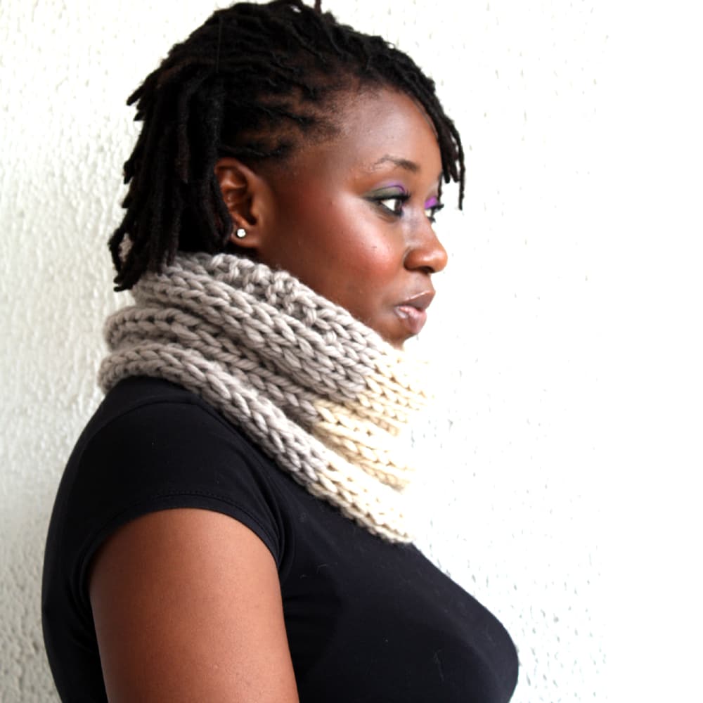 Xl Cowl In Cream And Taupe image