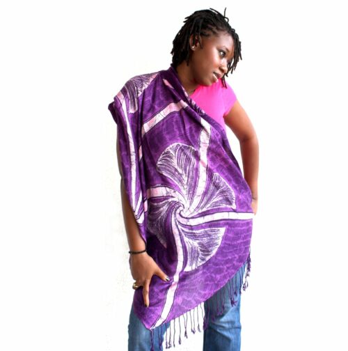 purple adire shawl