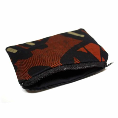 Maroon Ankara Zipper Pouch - Image 2