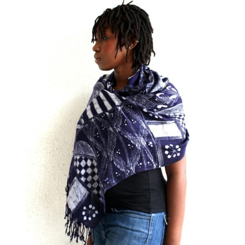 indigo batik shawl