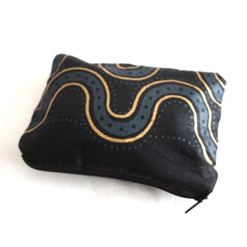 Black and Gold Wave Zipper Pouch
