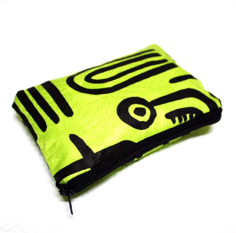 Neon Green Batik Zipper Pouch by Urbanknit