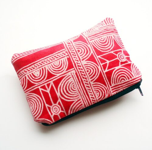 Red Batik Zipper Pouch