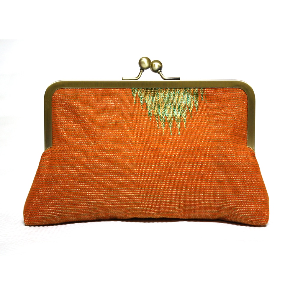 Orange Aso oke Clutch
