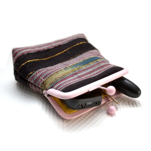 Black and Pink Aso Oke Pico Pouch - Image 5