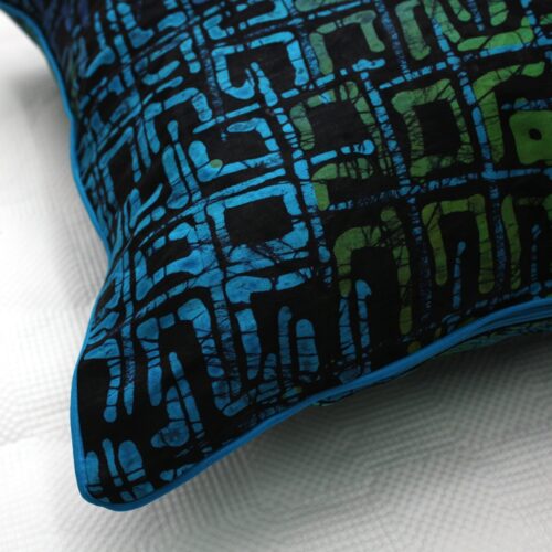 Blue green batik cushion