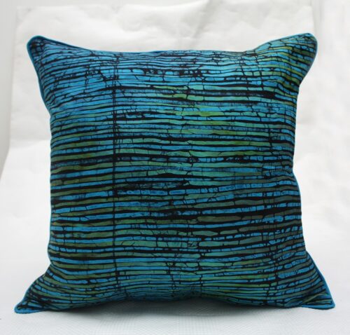 Blue green batik cushion