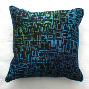 Blue green batik cushion