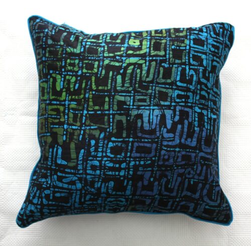 Blue green batik cushion