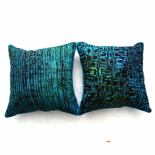 Blue green batik cushion