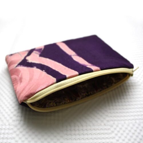 Pink and Purple Adire Zipper Pouch