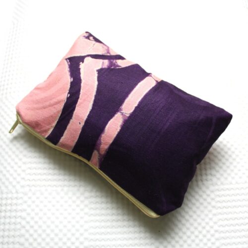 Pink and Purple Adire Zipper Pouch