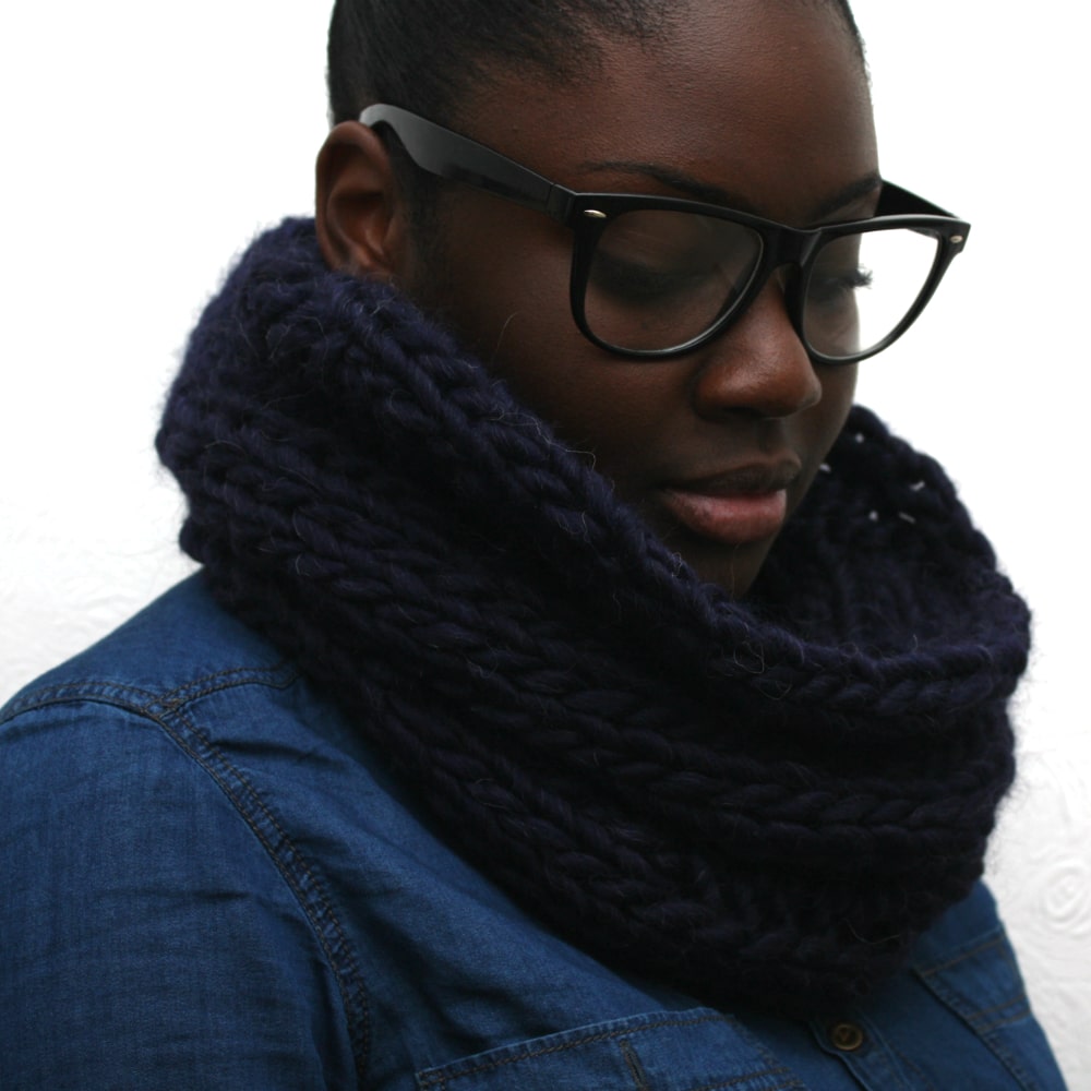 Midnight Blue Alpaca Cowl