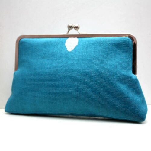 Teal Aso-oke Super Snap Clutch - Image 2