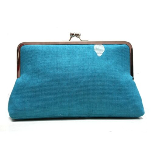 Teal Aso-Oke Supersnap Clutch