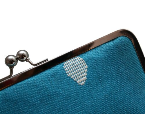 Teal Aso-Oke Supersnap Clutch