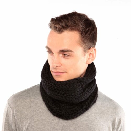 Black wool cowl