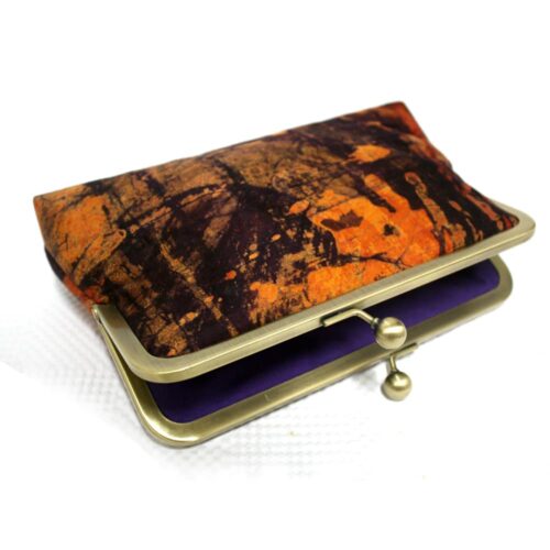 Orange Burst Batik Mini Snap Clutch