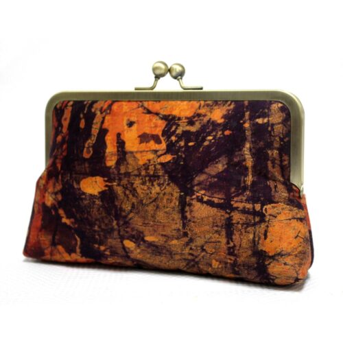 Orange Burst Batik Mini Snap Clutch