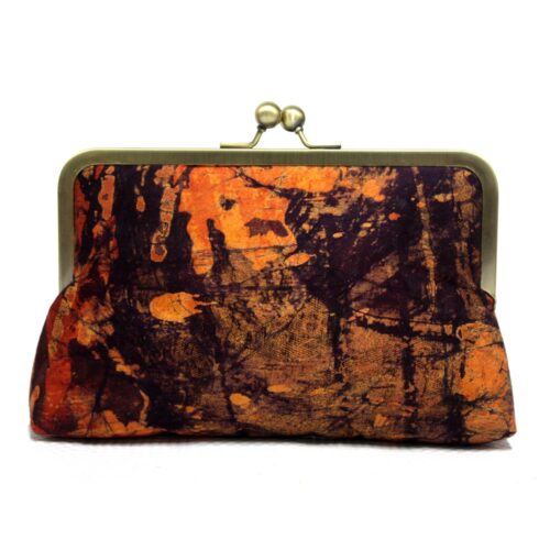 Orange Burst Batik Mini Snap Clutch