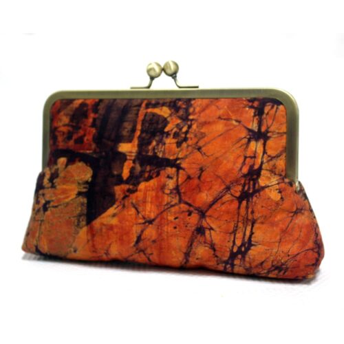 Orange Burst Batik Mini Snap Clutch