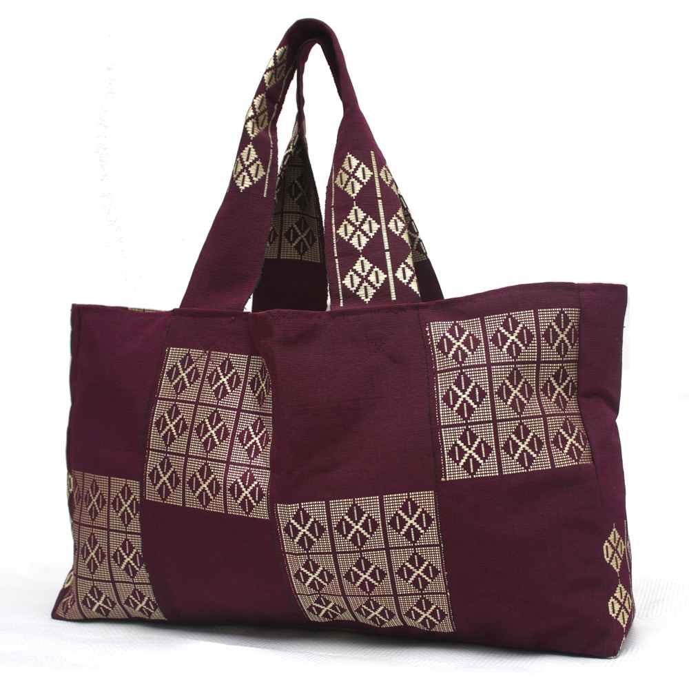 Wine and Gold Tommy Tote