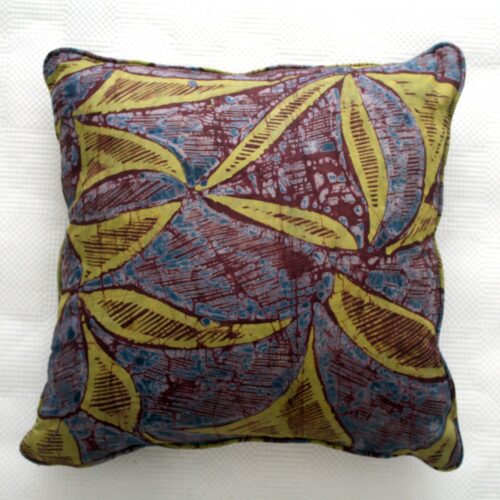 Aubergine and Lime African Adire Cushion - Image 4