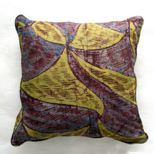 Aubergine and Lime Adire Cushion