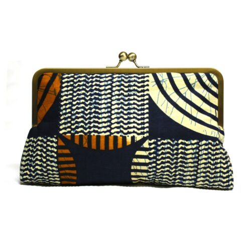 Cream and Navy Ankara Clutch