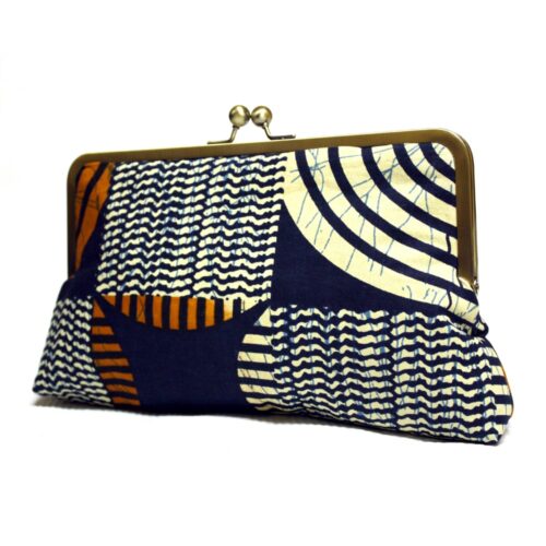 Cream and Navy Ankara Clutch