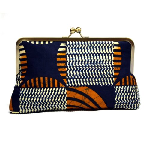 Cream and Navy Ankara Clutch