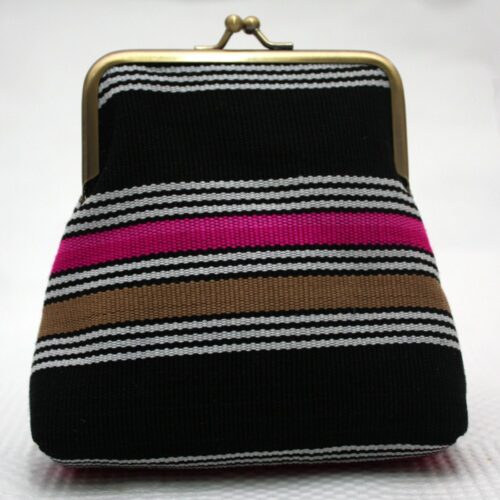 Pink and Black Aso-oke Pico Pouch - Image 2