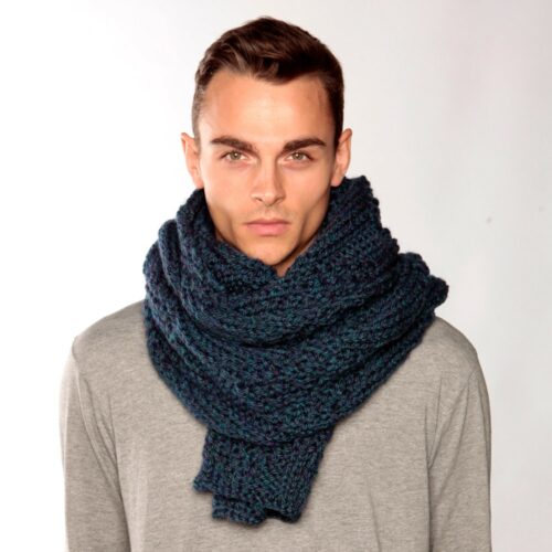 Long Blue Green Knit Scarf