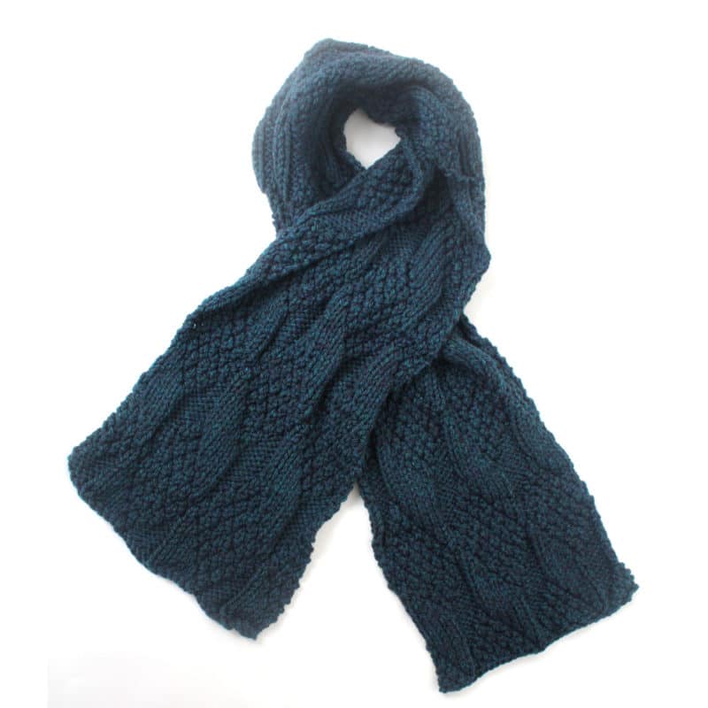 Blue Green Chunky Knit Scarf