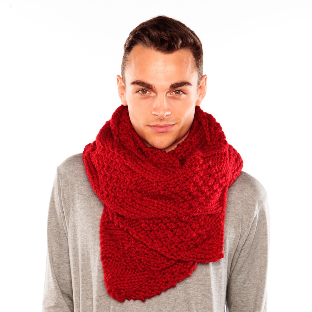 Chunky Knit Red Scarf- Urbanknit