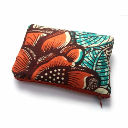 Burnt Orange and Teal Zipper Pouch