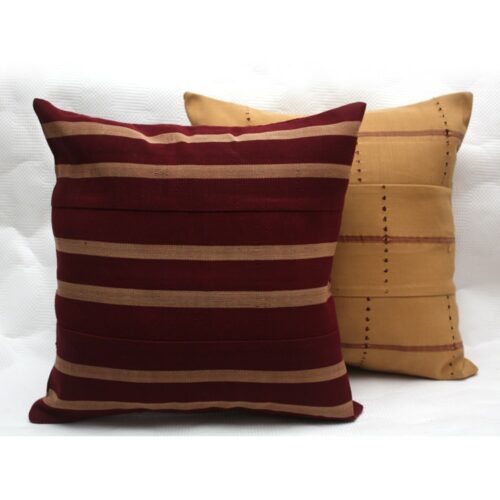 Beige and Maroon Aso Oke Cushions