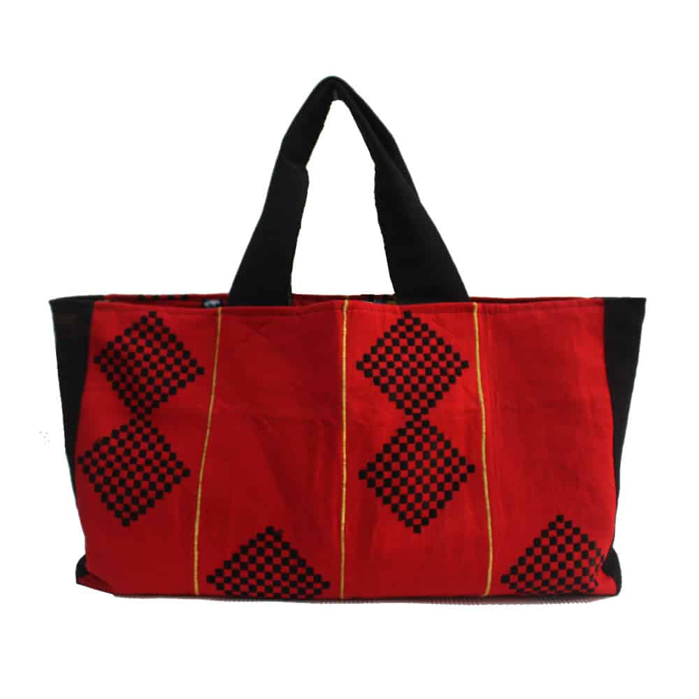 Red and Black Aso Oke Tommy Tote