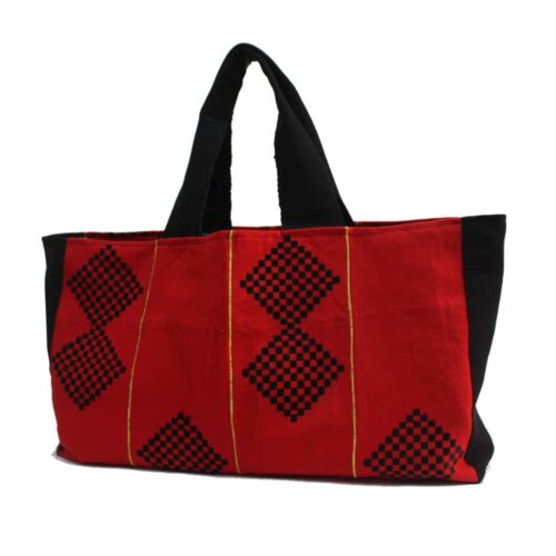 Red and Black Aso Oke Tommy Tote