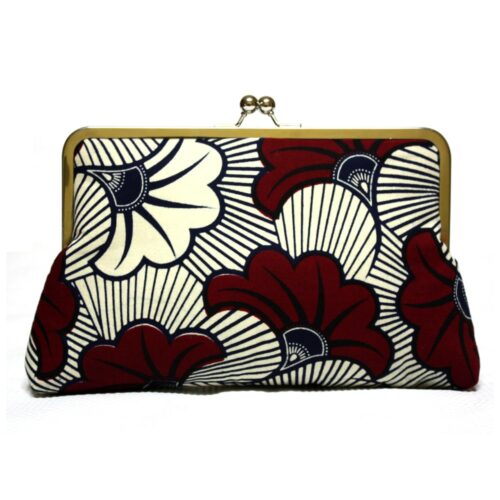 Cream and Red Floral Ankara Clutch