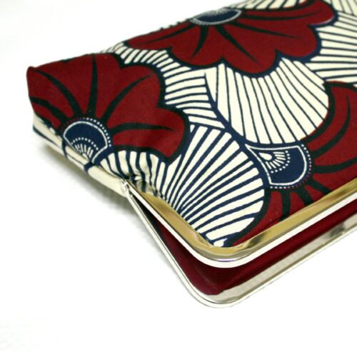 Cream and Red Floral Ankara Clutch