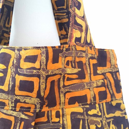 Brown and Burnt Orange Batik Bee Bag - Image 2