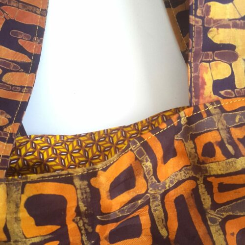 Brown and Burnt Orange Batik Bee Bag - Image 3