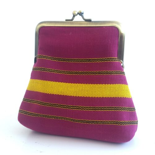 Pink and Yellow Aso-oke Pico pouch