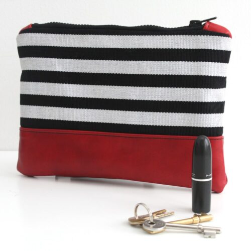 Black and White Striped clutch