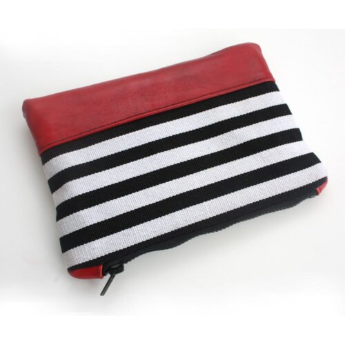 Black and white striped clutch