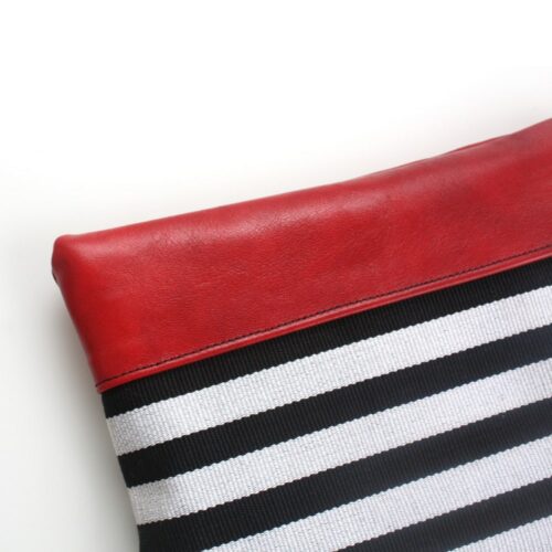 Black and white striped clutch