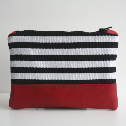 Black and white striped clutch