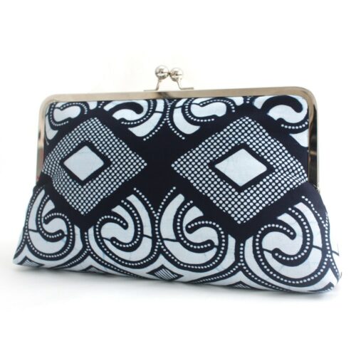 Urbanknit Blue Ankara print clutch